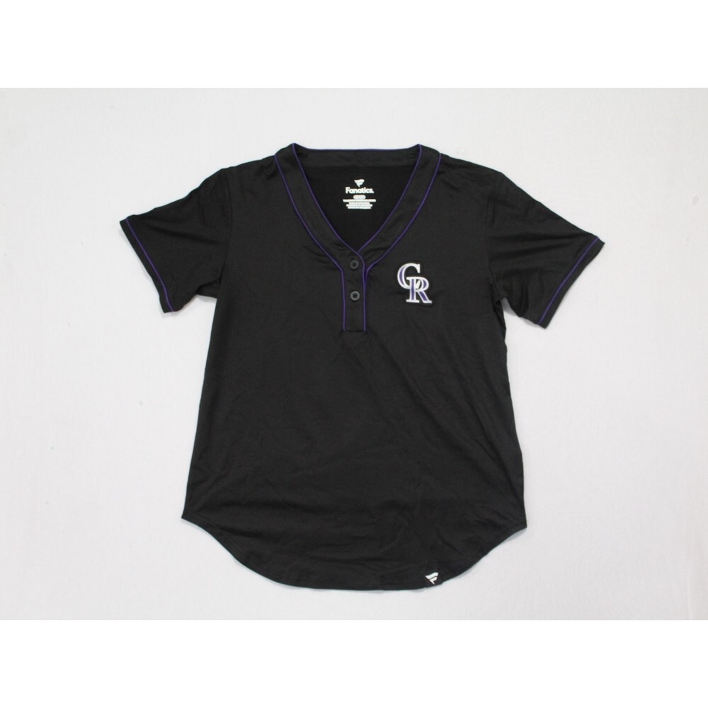 Colorado Rockies Women Black Tee Shirt Short Sleeve Fanatics Size Small
